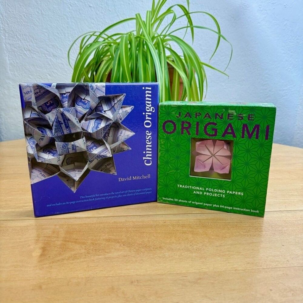 2 Japanese & Chinese Origami Kits Beginner S-B-S Instructions Folding papers